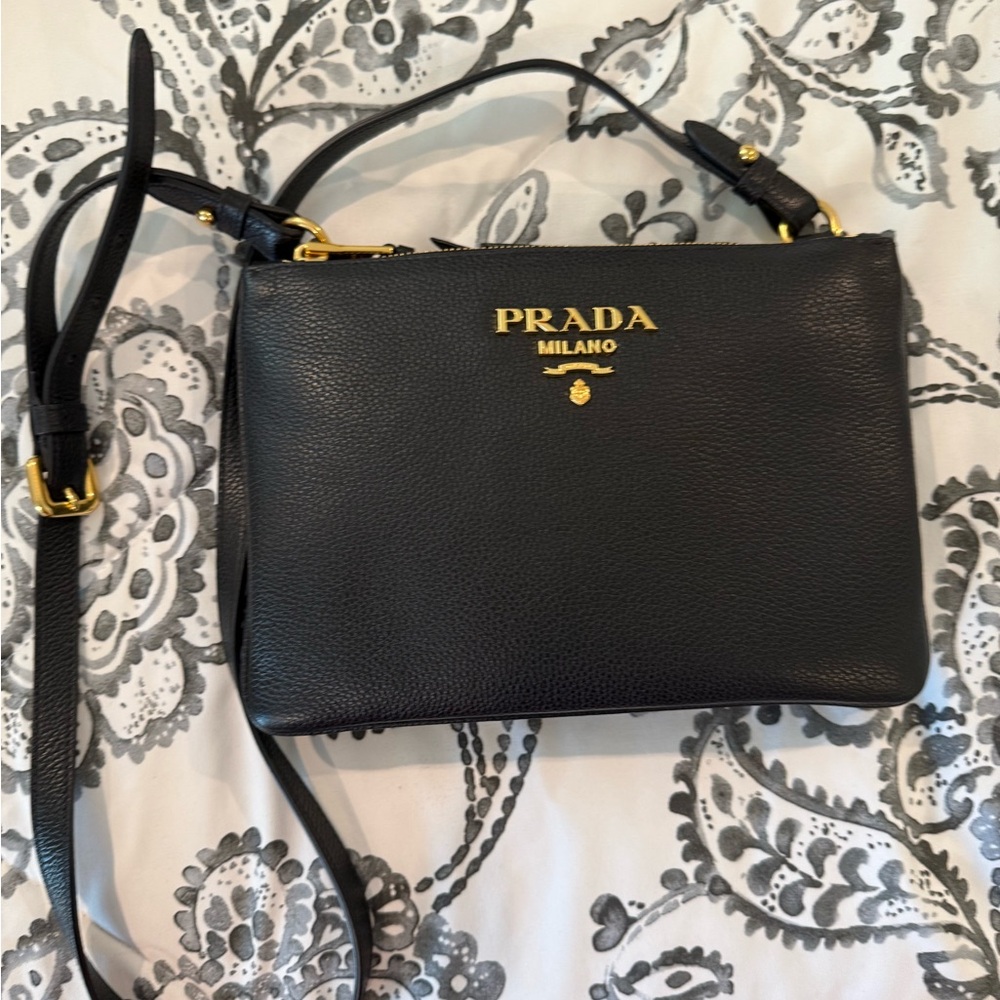 Prada Black Crossbody Bag with Gold Accents